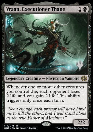 Vraan, Executioner Thane (Promo Pack) [Phyrexia: All Will Be One Promos] | North Valley Games