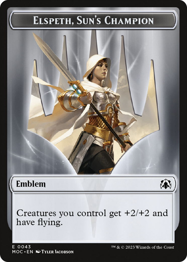 Warrior // Elspeth, Sun's Champion Emblem Double-Sided Token [March of the Machine Commander Tokens] | North Valley Games
