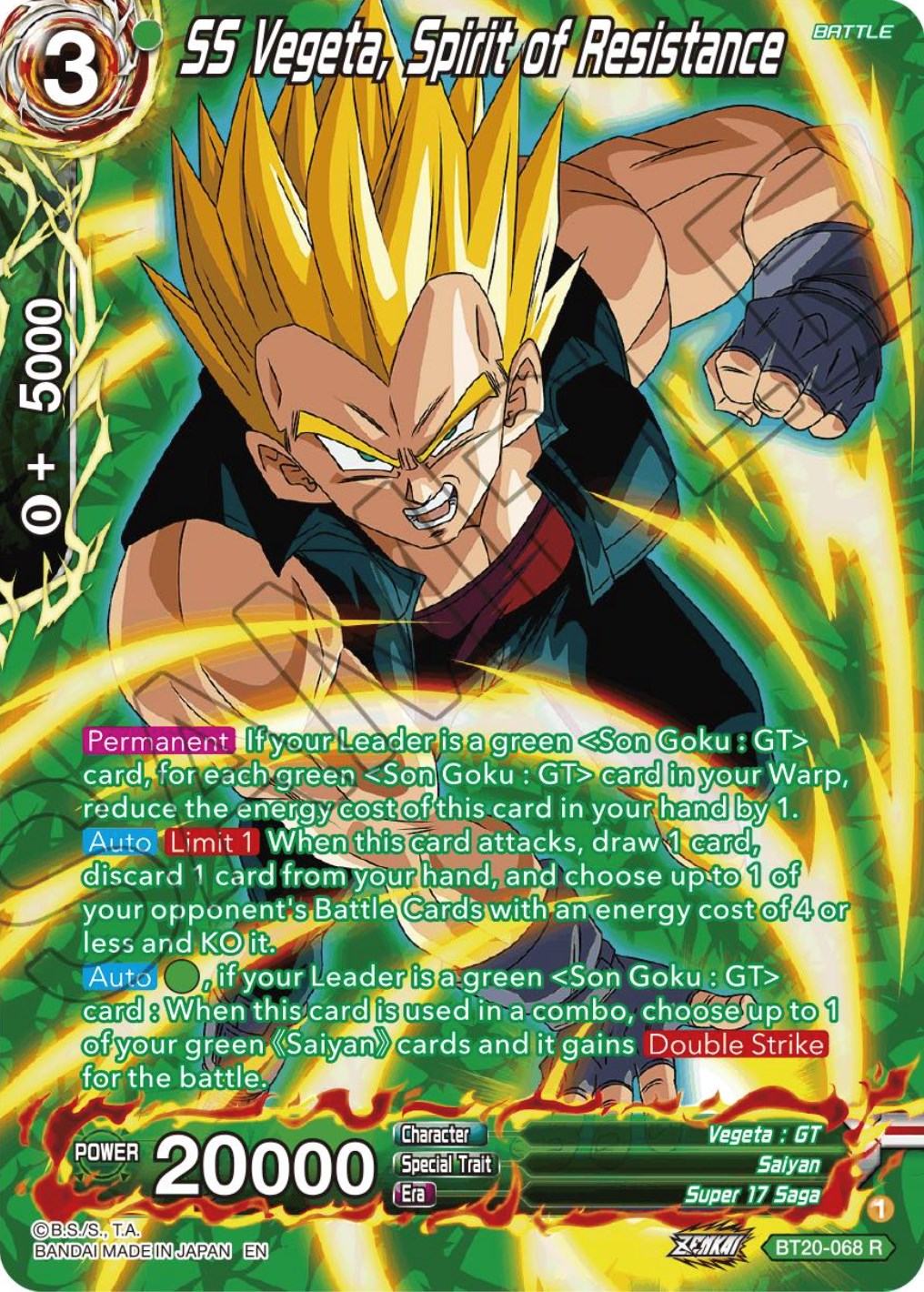 SS Vegeta, Spirit of Resistance (Silver Foil) (BT20-068) [Power Absorbed] | North Valley Games