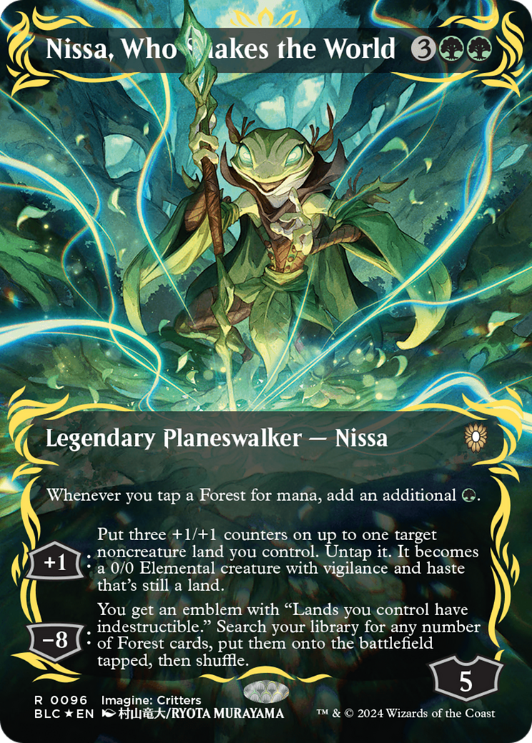 Nissa, Who Shakes the World (Borderless) (Raised Foil) [Bloomburrow Commander] | North Valley Games