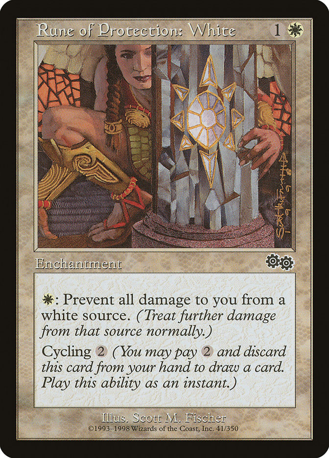 Rune of Protection: White [Urza's Saga] | North Valley Games