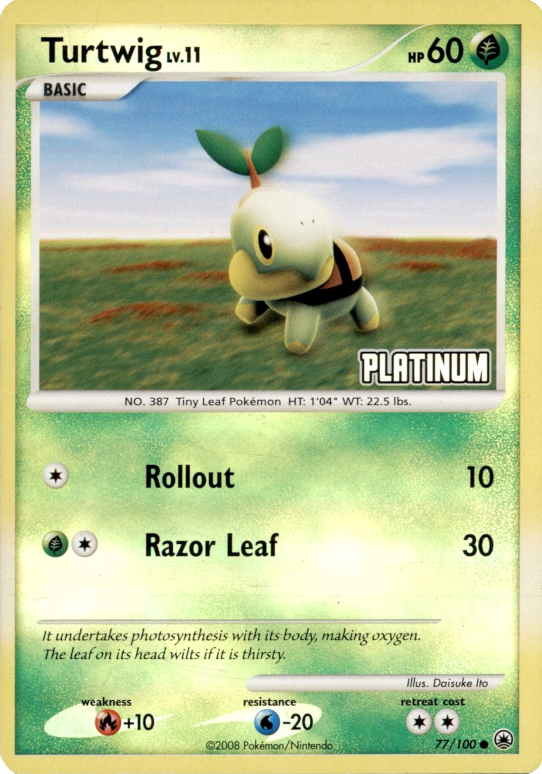 Turtwig LV.11 (77/100) (Platinum) [Burger King Promos: 2008 Collection] | North Valley Games
