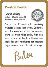 1996 Preston Poulter Biography Card [World Championship Decks] | North Valley Games
