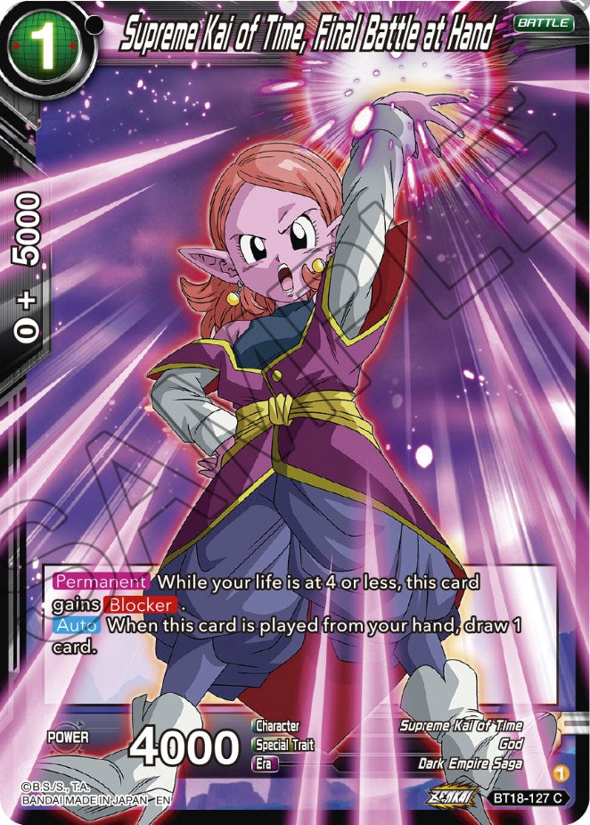 Supreme Kai of Time, Final Battle at Hand (BT18-127) [Dawn of the Z-Legends] | North Valley Games