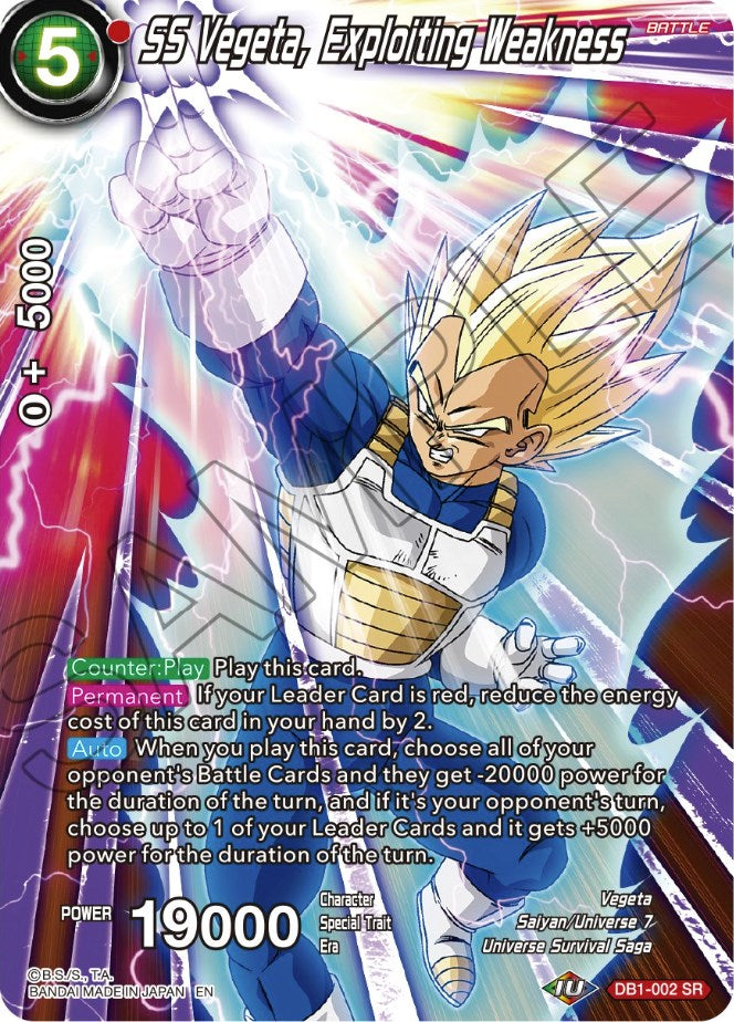 SS Vegeta, Exploiting Weakness (DB1-002) [Theme Selection: History of Vegeta] | North Valley Games