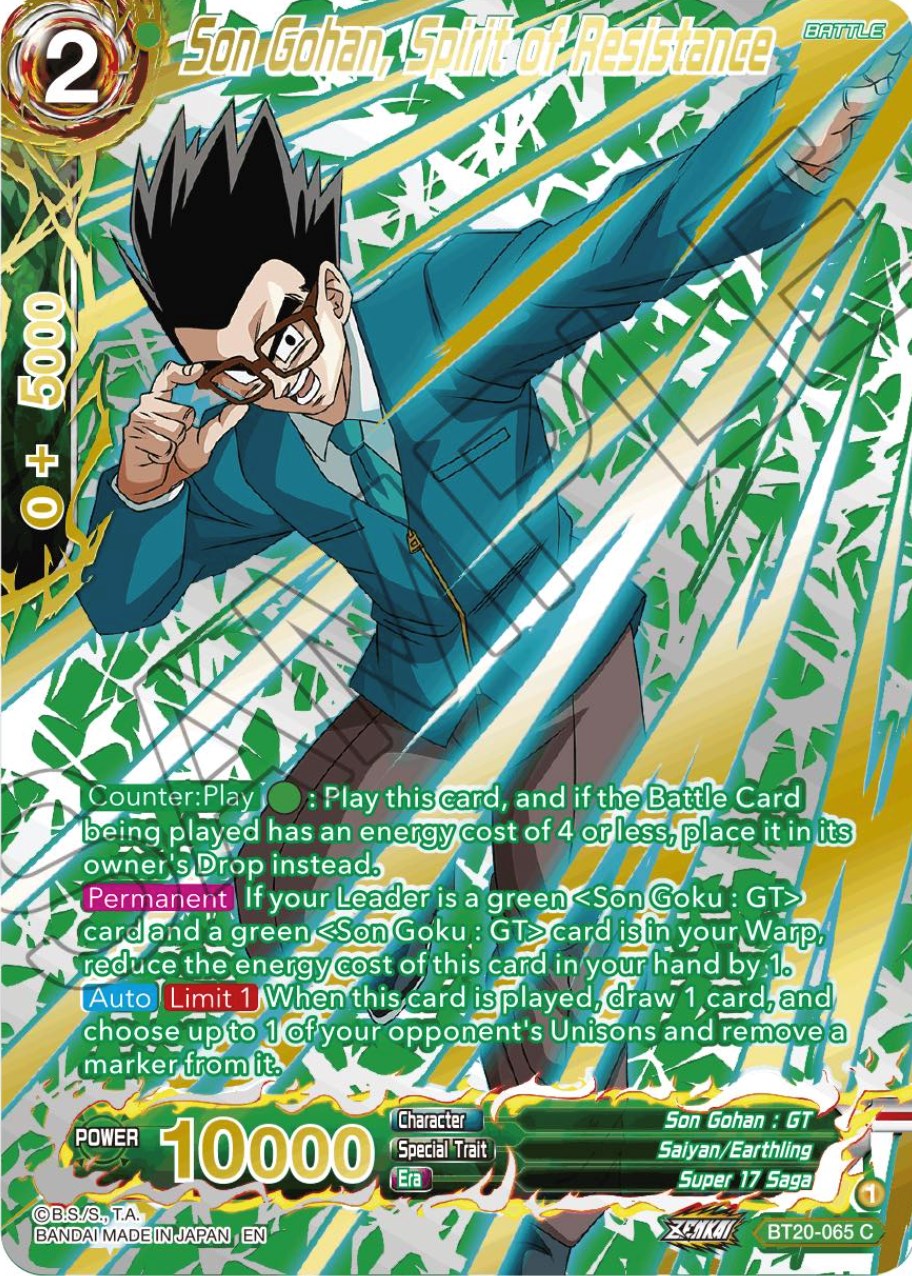Son Gohan, Spirit of Resistance (Gold-Stamped) (BT20-065) [Power Absorbed] | North Valley Games