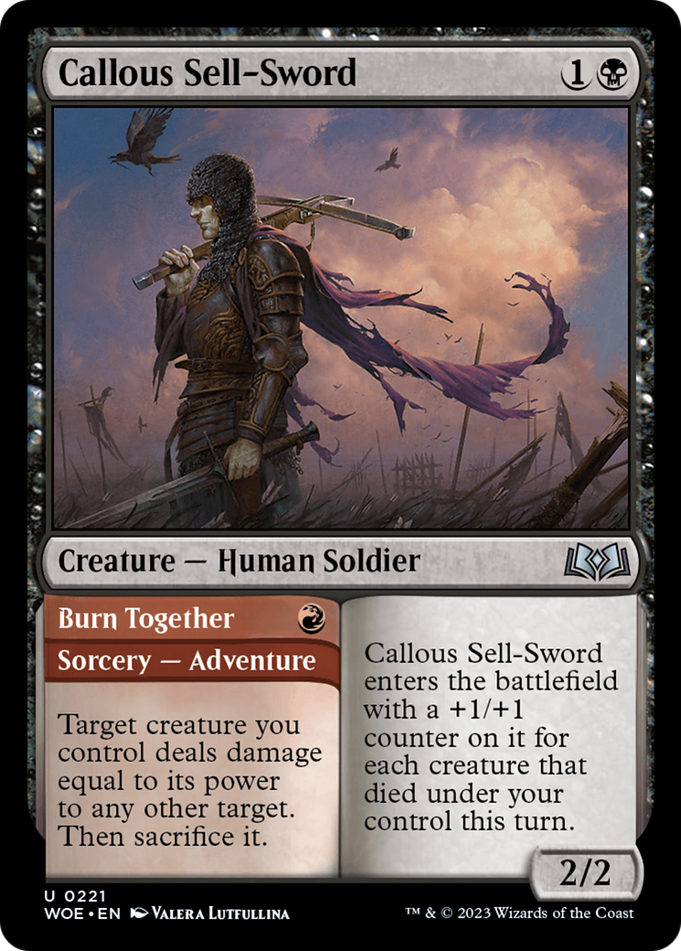 Callous Sell-Sword // Burn Together [Wilds of Eldraine] | North Valley Games