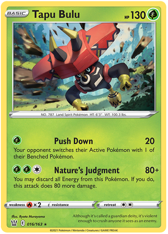 Tapu Bulu (016/163) (Theme Deck Exclusive) [Sword & Shield: Battle Styles] | North Valley Games