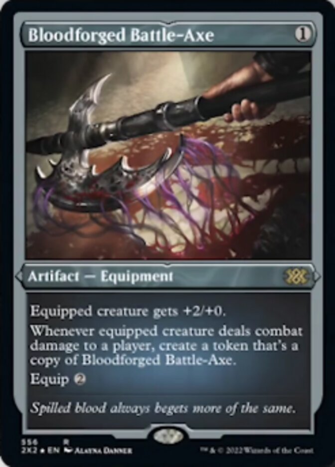 Bloodforged Battle-Axe (Foil Etched) [Double Masters 2022] | North Valley Games