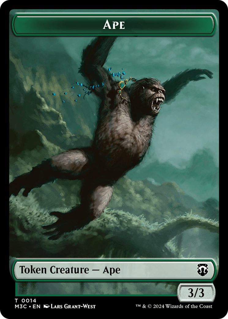 Ape (Ripple Foil) // Plant Double-Sided Token [Modern Horizons 3 Commander Tokens] | North Valley Games