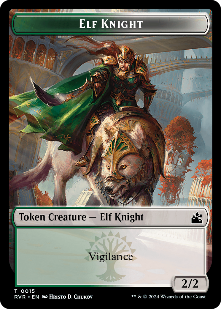 Elf Knight // Spirit (0004) Double-Sided Token [Ravnica Remastered Tokens] | North Valley Games