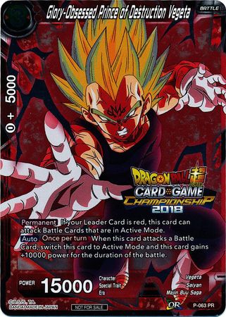 Glory-Obsessed Prince of Destruction Vegeta (P-063) [Tournament Promotion Cards] | North Valley Games