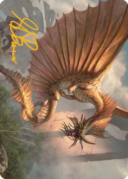 Ancient Gold Dragon Art Card (28) (Gold-Stamped Signature) [Commander Legends: Battle for Baldur's Gate Art Series] | North Valley Games