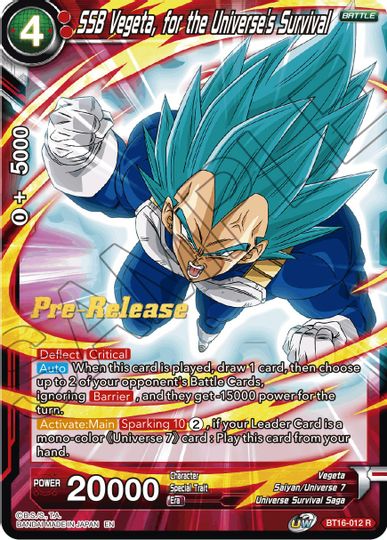 SSB Vegeta, for the Universe's Survival (BT16-012) [Realm of the Gods Prerelease Promos] | North Valley Games