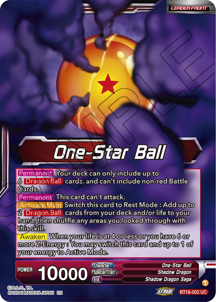 One-Star Ball // Syn Shenron, Despair Made Manifest (BT18-002) [Dawn of the Z-Legends Prerelease Promos] | North Valley Games