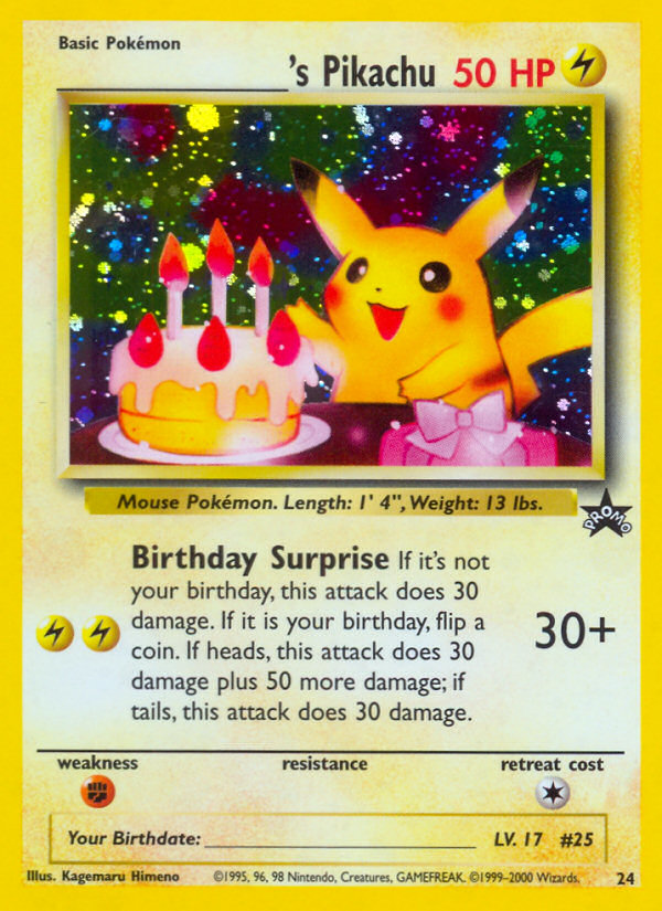 _____'s Pikachu (24) (Birthday Pikachu) [Wizards of the Coast: Black Star Promos] | North Valley Games