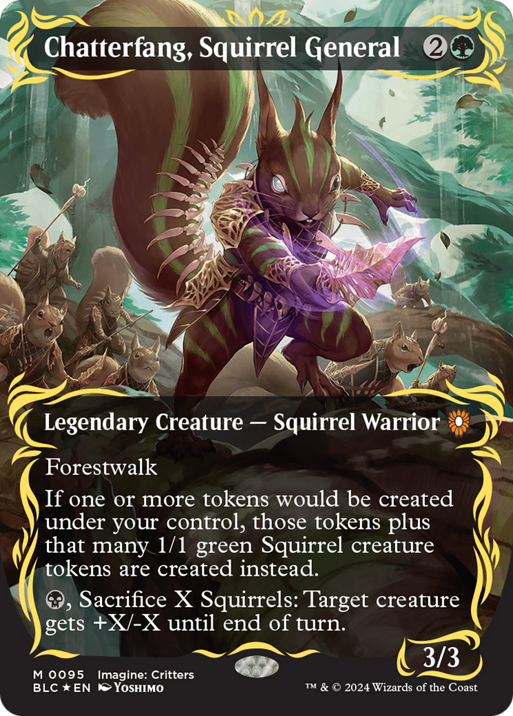 Chatterfang, Squirrel General (Borderless) (Raised Foil) [Bloomburrow Commander] | North Valley Games