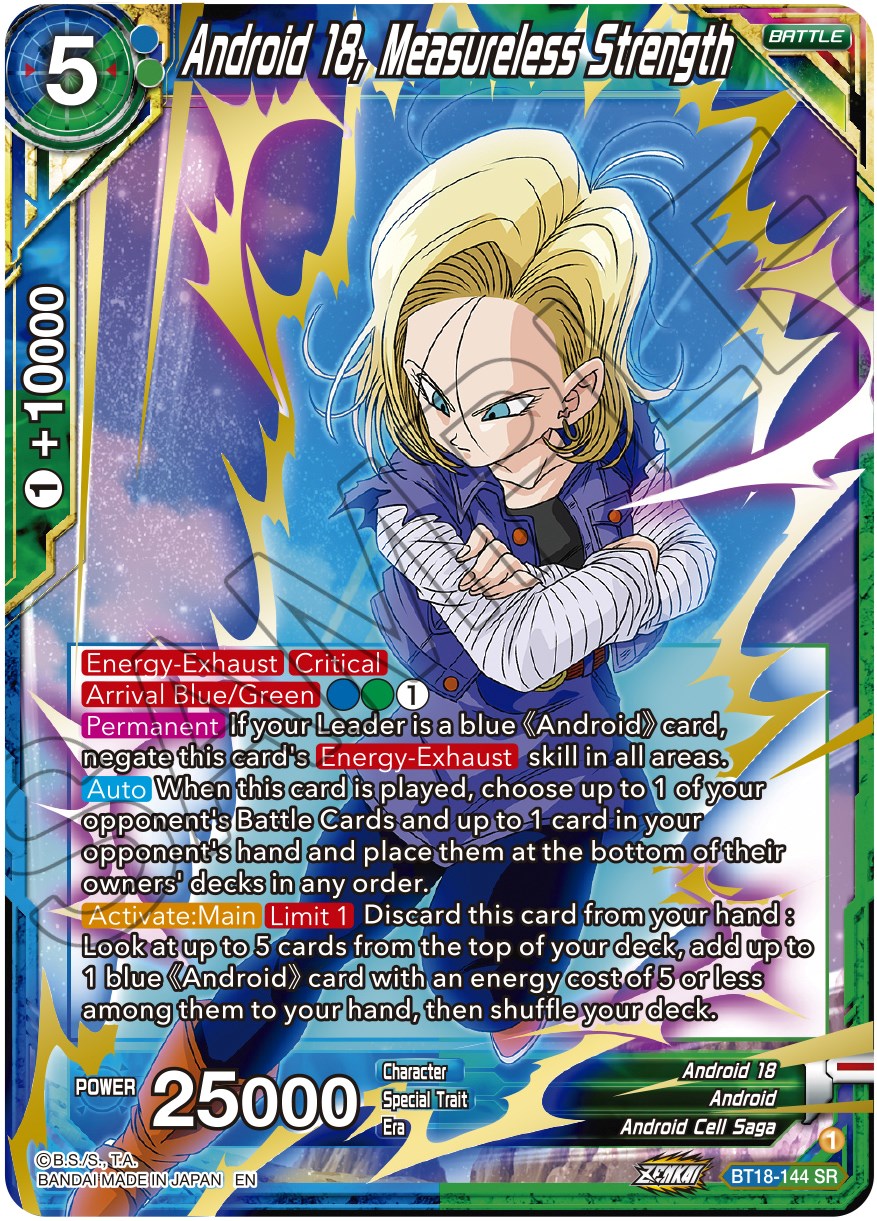 Android 18, Measureless Strength (BT18-144) [Dawn of the Z-Legends] | North Valley Games