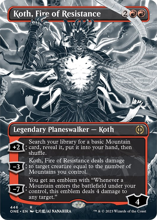 Koth, Fire of Resistance (Borderless Manga Step-and-Compleat Foil) [Phyrexia: All Will Be One] | North Valley Games