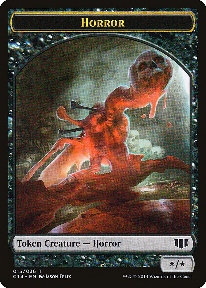 Horror // Zombie (016/036) Double-Sided Token [Commander 2014 Tokens] | North Valley Games