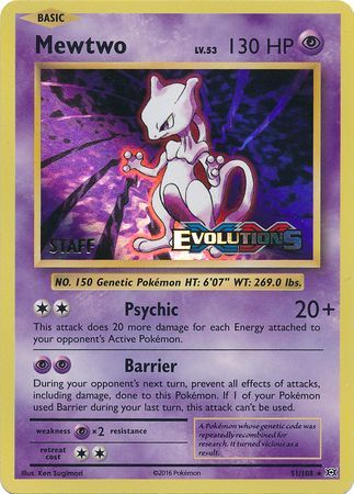 Mewtwo (51/108) (XY Evolutions Staff Prerelease) [XY: Black Star Promos] | North Valley Games