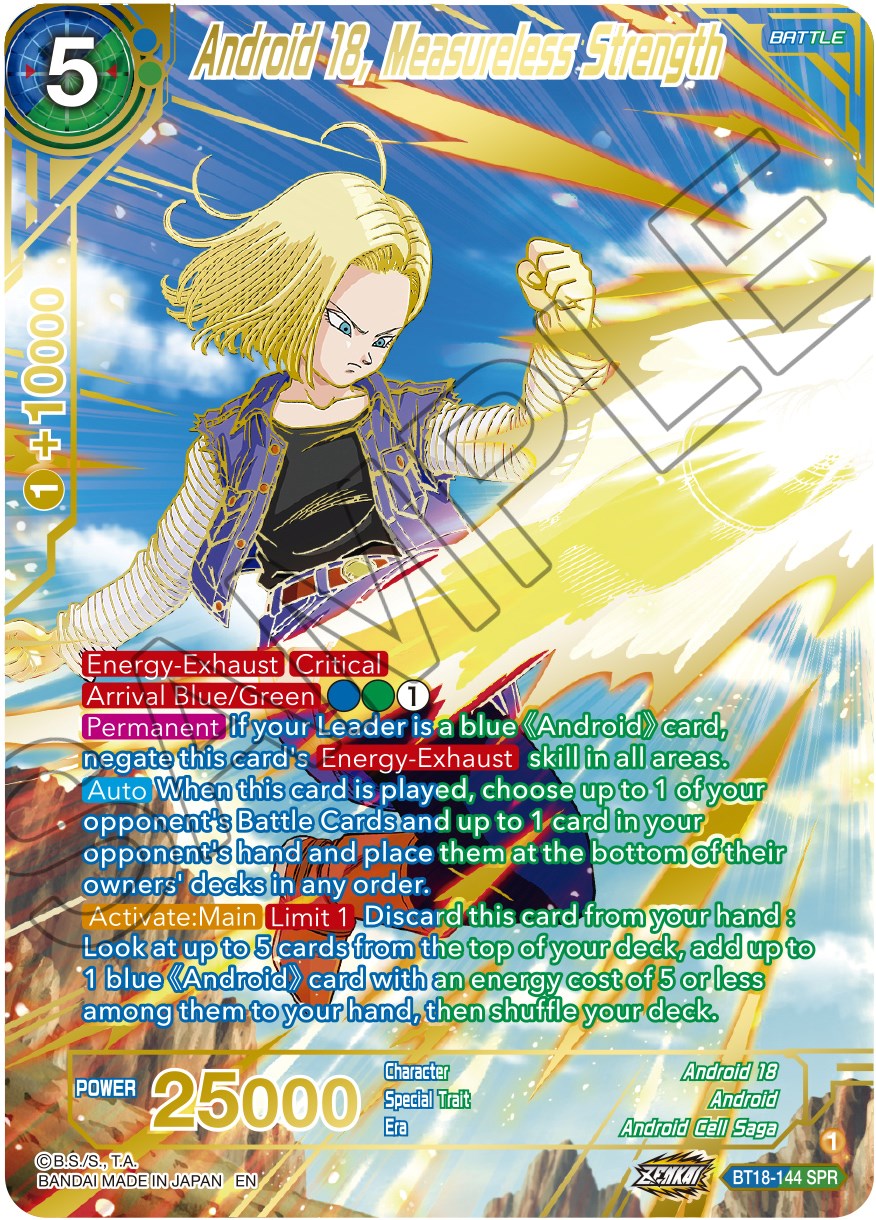 Android 18, Measureless Strength (SPR) (BT18-144) [Dawn of the Z-Legends] | North Valley Games