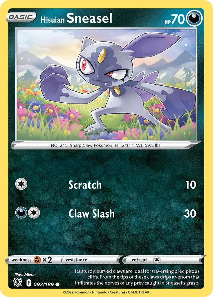 Hisuian Sneasel (092/189) (Theme Deck Exclusive) [Sword & Shield: Astral Radiance] | North Valley Games