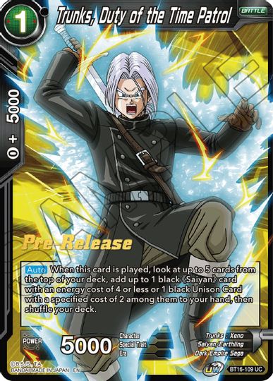 Trunks, Duty of the Time Patrol (BT16-109) [Realm of the Gods Prerelease Promos] | North Valley Games