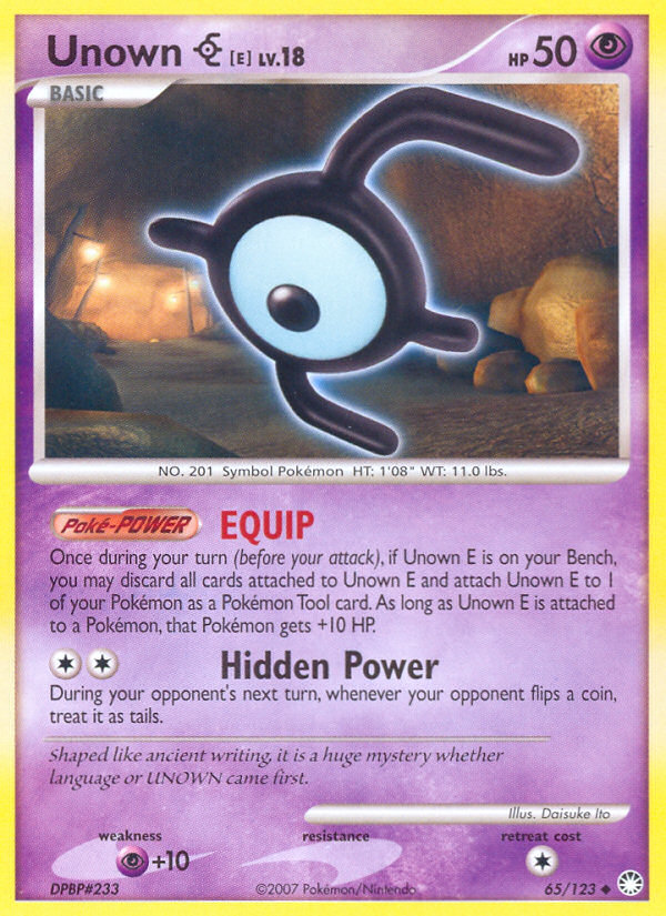 Unown E (65/123) [Diamond & Pearl: Mysterious Treasures] | North Valley Games