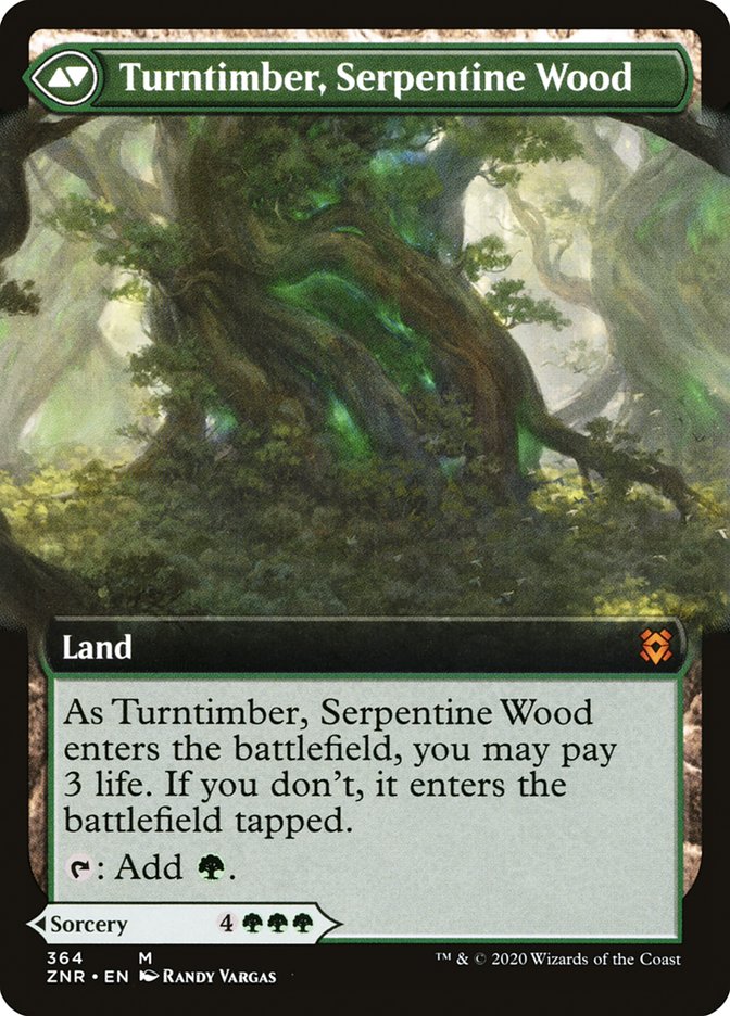 Turntimber Symbiosis // Turntimber, Serpentine Wood (Extended Art) [Zendikar Rising] | North Valley Games