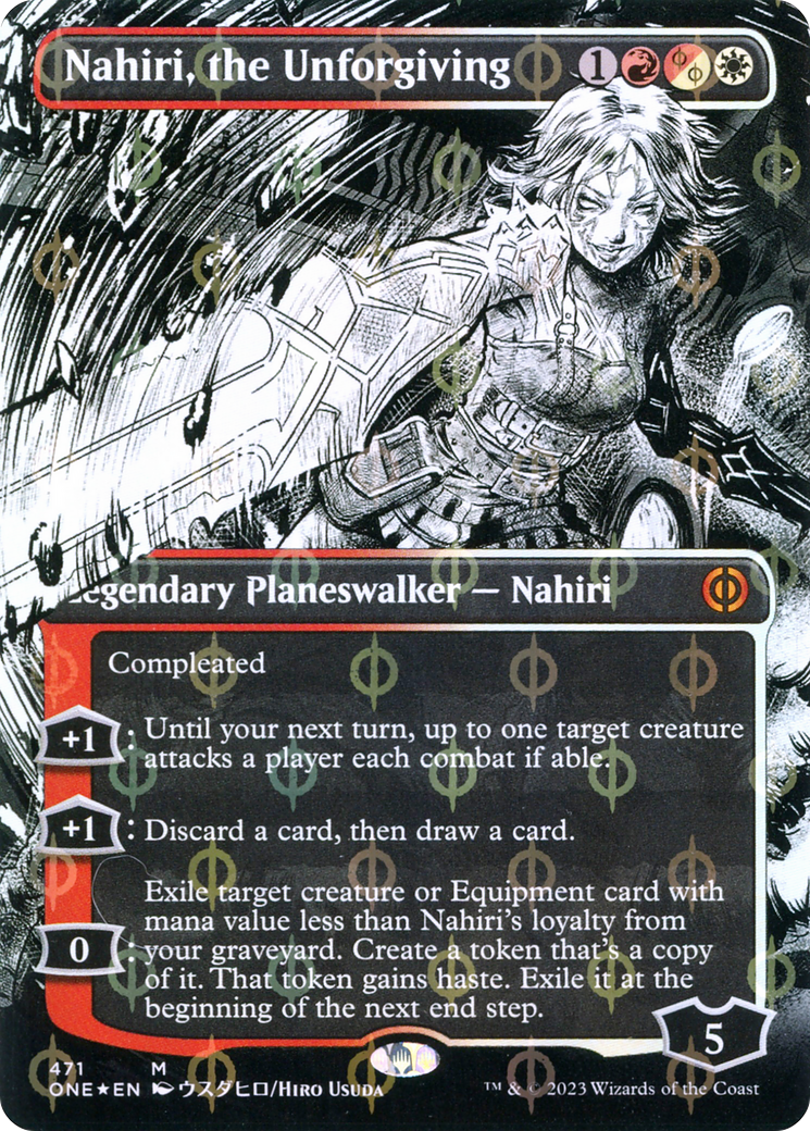 Nahiri, the Unforgiving (Borderless Manga Step-and-Compleat Foil) [Phyrexia: All Will Be One] | North Valley Games