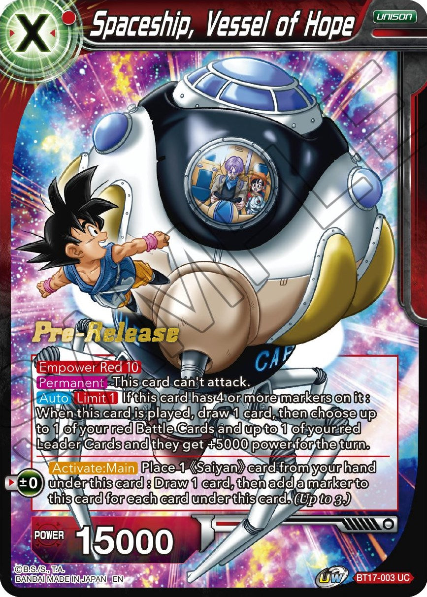 Spaceship, Vessel of Hope (BT17-003) [Ultimate Squad Prerelease Promos] | North Valley Games