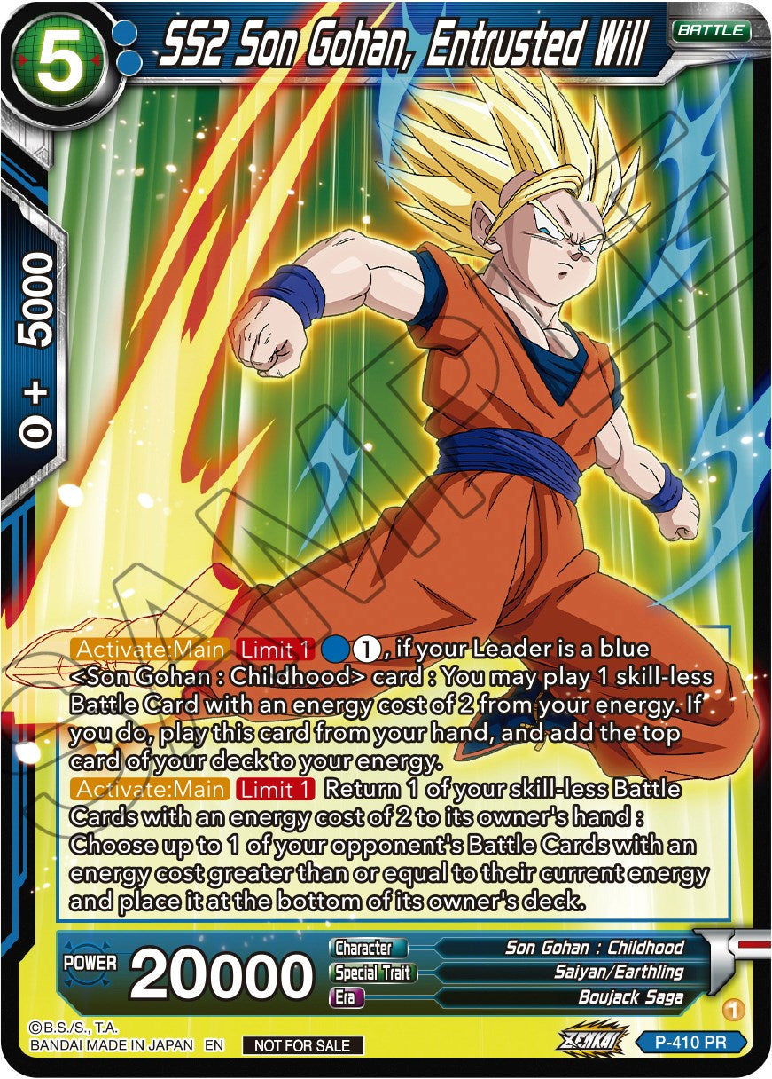 SS2 Son Gohan, Entrusted Will (Zenkai Series Tournament Pack Vol.1) (P-410) [Tournament Promotion Cards] | North Valley Games