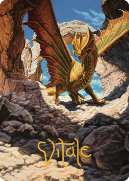 Ancient Brass Dragon Art Card (02) (Gold-Stamped Signature) [Commander Legends: Battle for Baldur's Gate Art Series] | North Valley Games