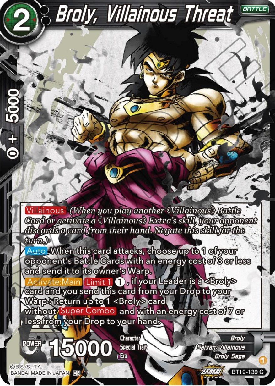 Broly, Villainous Threat (BT19-139) [Fighter's Ambition] | North Valley Games