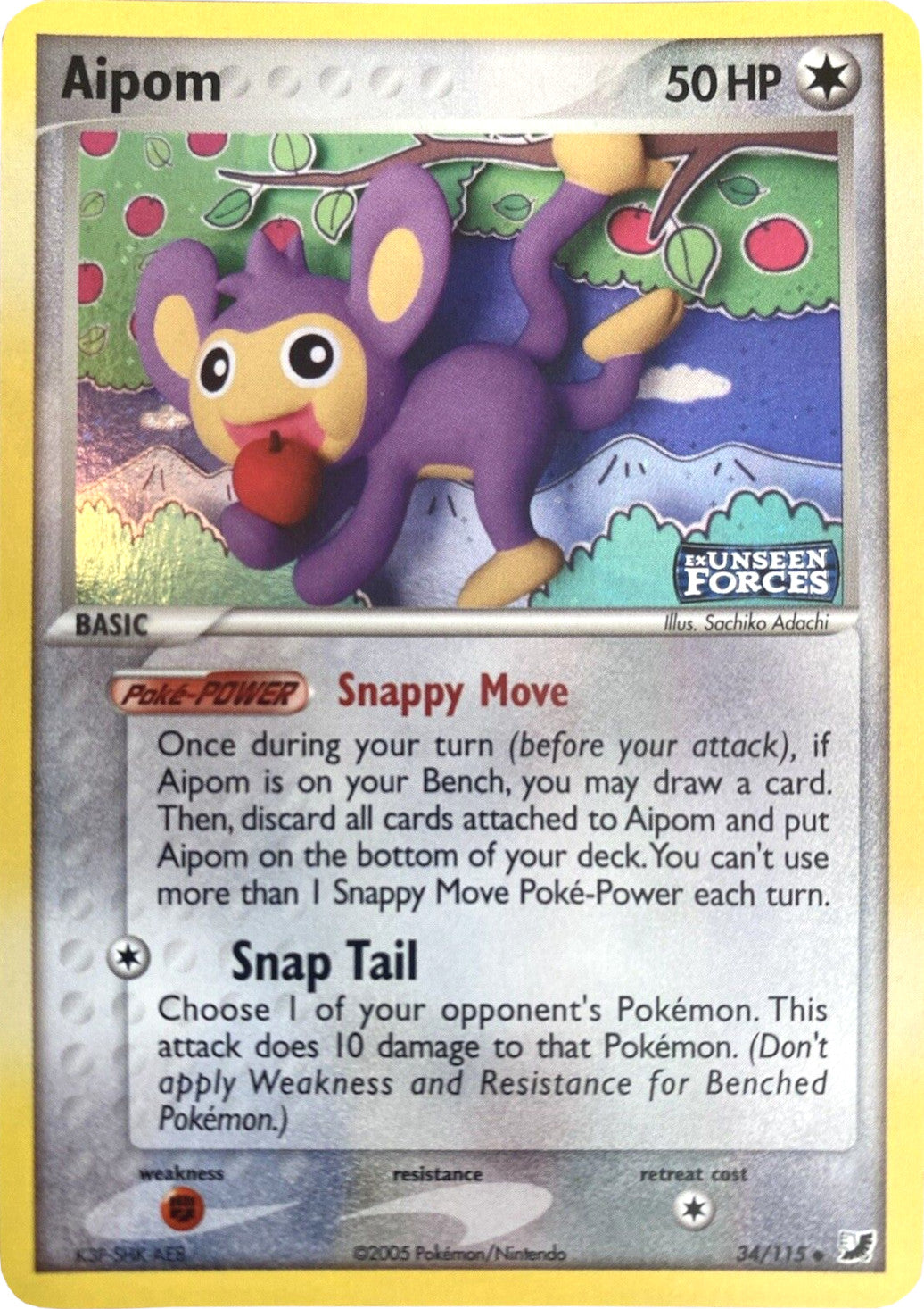 Aipom (34/115) (Stamped) [EX: Unseen Forces] | North Valley Games