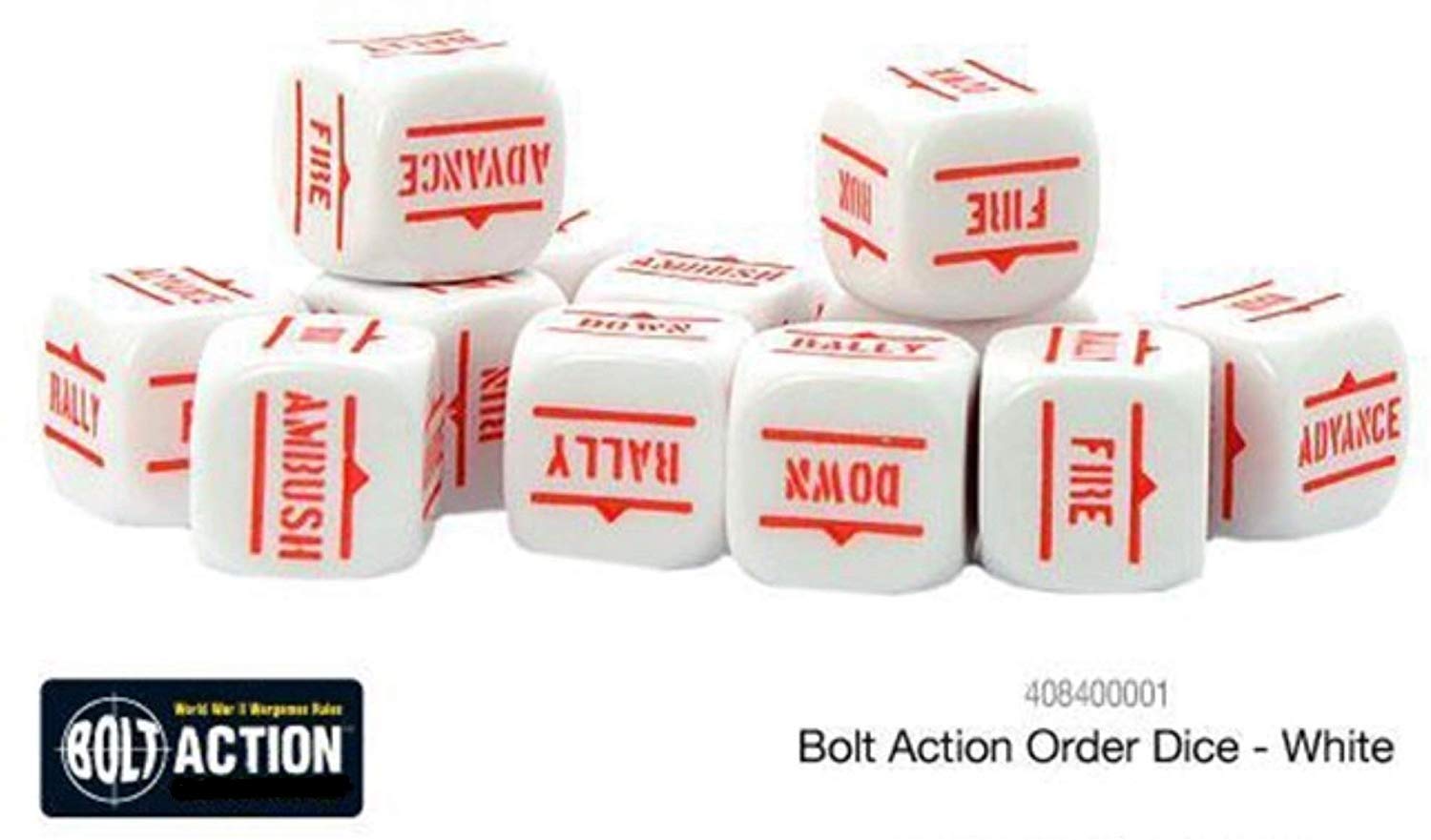 Bolt Action Order Dice Set White | North Valley Games