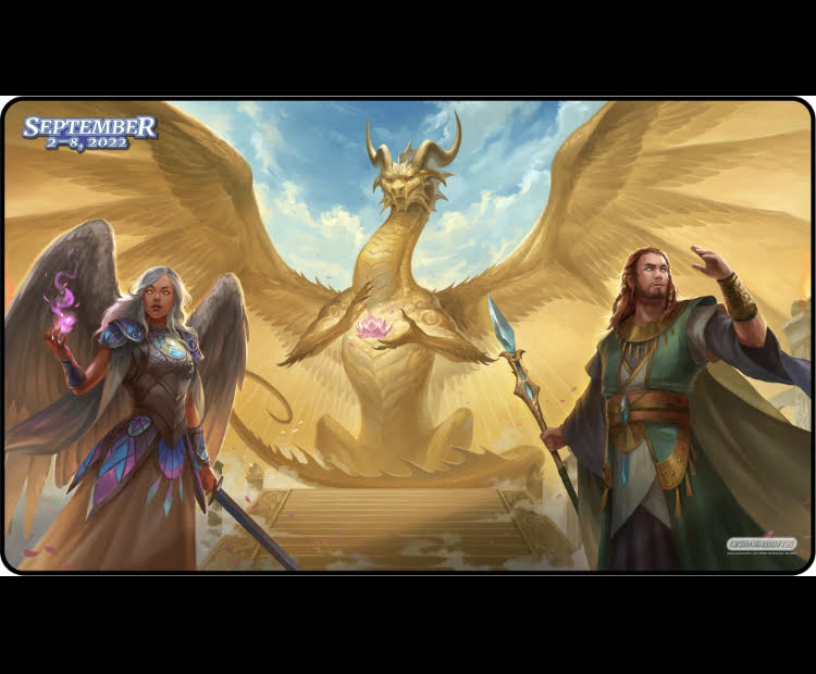 14" x 24" Black Stitched Playmat - Dominaria United | North Valley Games